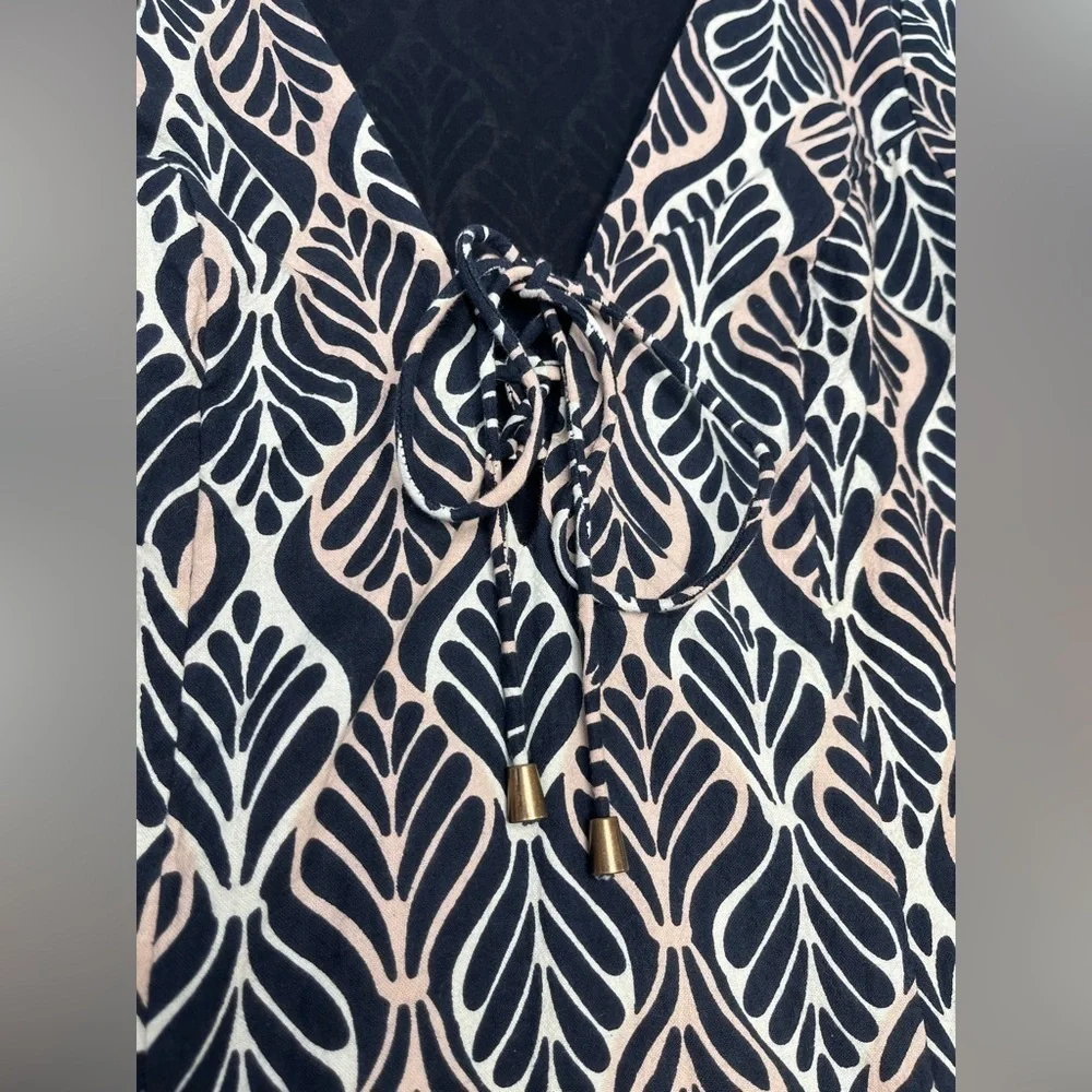 Free People Gia Bell Sleeve Mini Dress Cotton Boho Neutral Groovy 70s Sz Small